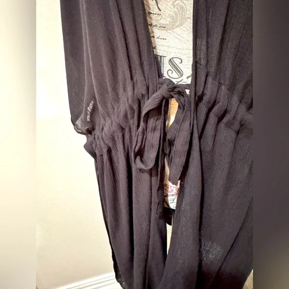 Swimsuit cover Black Kimono style size S/M - Picture 2 of 9